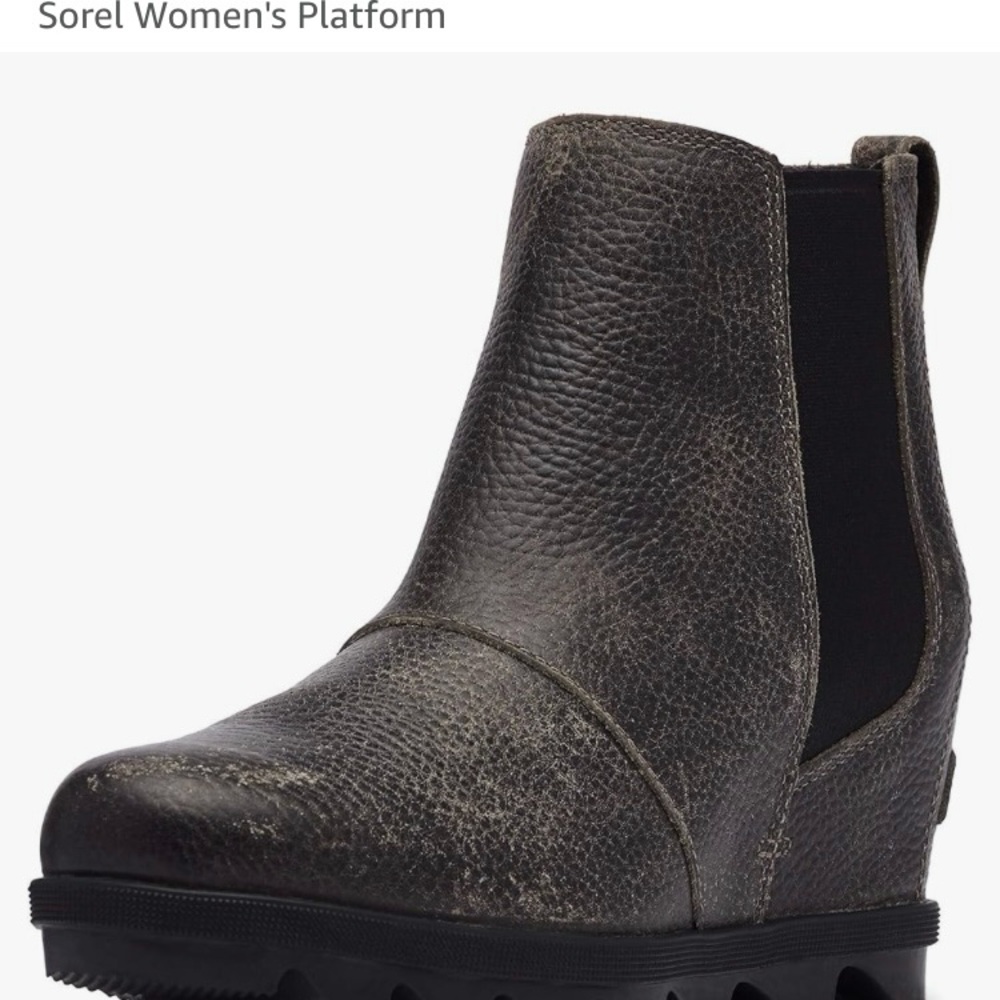 Sorel Black Platform Chelsea Boots with Wedge Heel